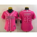 Women New Orleans Saints #32 Tyrann Mathieu Pink With Patch Cool Base Stitched Baseball Jersey