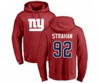 New York Giants #92 Michael Strahan Red Name & Number Logo Pullover Hoodie