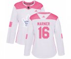 Women Toronto Maple Leafs #16 Mitchell Marner Authentic White Pink Fashion NHL Jersey