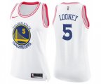 Women's Golden State Warriors #5 Kevon Looney Swingman White Pink Fashion Basketball Jersey