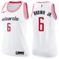 Women's Washington Wizards #6 Troy Brown Jr. Swingman White Pink Fashion NBA Jersey