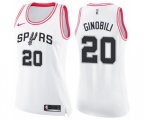 Women's San Antonio Spurs #20 Manu Ginobili Swingman White Pink Fashion Basketball Jersey