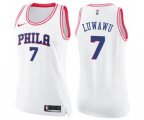 Women's Philadelphia 76ers #7 Timothe Luwawu Swingman White Pink Fashion Basketball Jersey