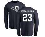 Los Angeles Rams #23 Nickell Robey-Coleman Navy Blue Name & Number Logo Long Sleeve T-Shirt