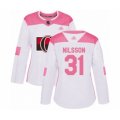 Women Ottawa Senators #31 Anders Nilsson Authentic White Pink Fashion Hockey Jersey