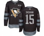 Adidas Pittsburgh Penguins #15 Riley Sheahan Authentic Black 1917-2017 100th Anniversary NHL Jersey