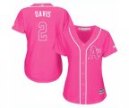 Women's Oakland Athletics #2 Khris Davis Authentic Pink Fashion Cool Base Baseball Jersey