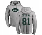 New York Jets #81 Quincy Enunwa Ash Name & Number Logo Pullover Hoodie