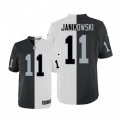 Oakland Raiders #11 Sebastian Janikowski Elite Black White Split Fashion NFL Jersey