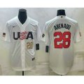 USA Baseball #28 Nolan Arenado Number 2023 White World Baseball Classic Replica Stitched Jersey