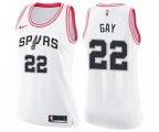 Women's San Antonio Spurs #22 Rudy Gay Swingman White Pink Fashion Basketball Jersey