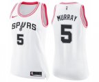 Women's San Antonio Spurs #5 Dejounte Murray Swingman White Pink Fashion Basketball Jersey
