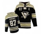 Pittsburgh Penguins #87 Sidney Crosby Authentic Black Sawyer Hooded Sweatshirt NHL Jersey
