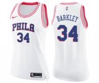 Women's Philadelphia 76ers #34 Charles Barkley Swingman White Pink Fashion Basketball Jersey