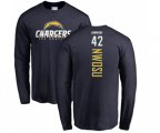 Los Angeles Chargers #42 Uchenna Nwosu Navy Blue Backer Long Sleeve T-Shirt
