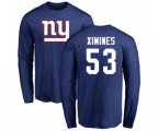 New York Giants #53 Oshane Ximines Royal Blue Name & Number Logo Long Sleeve T-Shirt