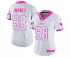 Women Carolina Panthers #98 Marquis Haynes Limited White Pink Rush Fashion Football Jersey