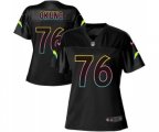 Women Los Angeles Chargers #76 Russell Okung Game Black Fashion Football Jersey