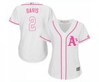 Women's Oakland Athletics #2 Khris Davis Replica White Fashion Cool Base Baseball Jersey