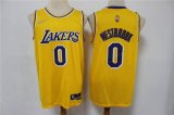 Los Angeles Lakers #0 Russell Westbrook Yellow 75th Anniversary Diamond 2021 Stitched Jersey