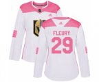 Women's Vegas Golden Knights #29 Marc-Andre Fleury Authentic White-Pink Fashion NHL Jersey