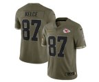 Kansas City Chiefs #87 Travis Kelce 2022 Olive Salute To Service Limited Stitched Jersey