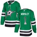 Dallas Stars #1 Gump Worsley Authentic Green Drift Fashion NHL Jersey