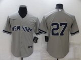 New York Yankees #27 Giancarlo Stanton No Name Grey Stitched Nike Cool Base Throwback Jersey