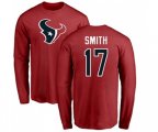 Houston Texans #17 Vyncint Smith Red Name & Number Logo Long Sleeve T-Shirt