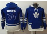 Youth Toronto Maple Leafs #34 Auston Matthews Blue Name & Number Pullover NHL Hoodie