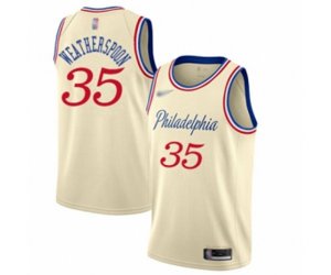 Philadelphia 76ers #35 Clarence Weatherspoon Swingman Cream Basketball Jersey - 2019-20 City Edition