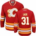 Calgary Flames #31 Eddie Lack Authentic Red Third NHL Jersey
