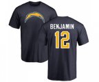 Los Angeles Chargers #12 Travis Benjamin Navy Blue Name & Number Logo T-Shirt