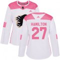 Women Calgary Flames #27 Dougie Hamilton Authentic White Pink Fashion NHL Jersey