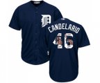 Detroit Tigers #46 Jeimer Candelario Authentic Navy Blue Team Logo Fashion Cool Base Baseball Jersey