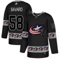 Columbus Blue Jackets #58 David Savard Authentic Black Team Logo Fashion NHL Jersey
