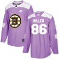 Boston Bruins #86 Kevan Miller Authentic Purple Fights Cancer Practice NHL Jersey