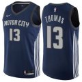 Detroit Pistons #13 Khyri Thomas Authentic Navy Blue NBA Jersey - City Edition