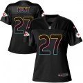 Women Kansas City Chiefs #27 Kareem Hunt Game Black Fashion NFL Jersey