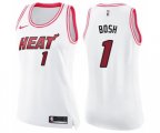 Women's Miami Heat #1 Chris Bosh Swingman White Pink Fashion Basketball Jersey