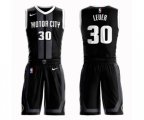 Detroit Pistons #30 Jon Leuer Authentic Black Basketball Suit Jersey - City Edition