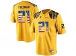 2016 US Flag Fashion Men's Oregon Ducks Royce Freeman #21 College Football Limited Jersey - Yellow