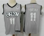 Brooklyn Nets #11 Kyrie Irving Light Grey 2021 Brand Jordan Swingman Stitched NBA Jersey With NEW Sponsor Logo
