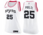 Women's San Antonio Spurs #25 Jakob Poeltl Swingman White Pink Fashion Basketball Jersey