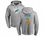 Miami Dolphins #3 Josh Rosen Ash Name & Number Logo Pullover Hoodie