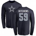 Dallas Cowboys #59 Anthony Hitchens Navy Blue Name & Number Logo Long Sleeve T-Shirt