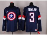 NHL Olympic Team USA #3 Cam Fowler Navy Blue Captain America Fashion Stitched Jerseys