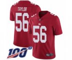 New York Giants #56 Lawrence Taylor Red Limited Red Inverted Legend 100th Season Football Jersey