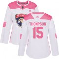 Women's Florida Panthers #15 Paul Thompson Authentic White Pink Fashion NHL Jerse