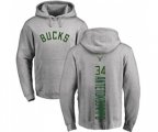 Milwaukee Bucks #34 Giannis Antetokounmpo Ash Backer Pullover Hoodie